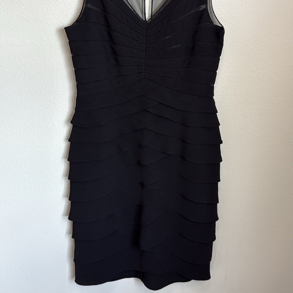 Eliza J Black Fitted Tiered Sleeveless Evening Dress Size 10 - Picture 3 of 6